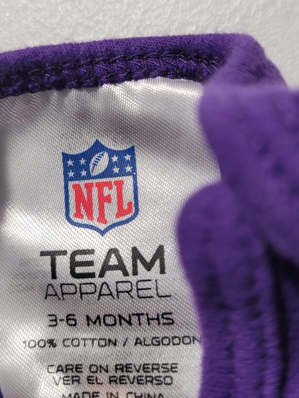 NFL Minnesota Vikings Purple Baby Bodysuit with Gold & White Logo - Picture 2 of 3